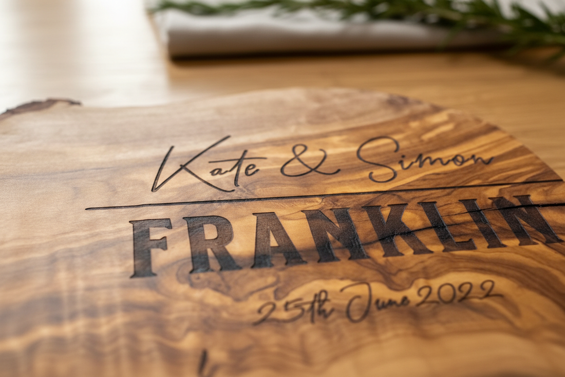 Oak Chopping Board with Purple Resin Handle - The Chopper