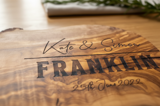 Oak Chopping Board with Purple Resin Handle - The Chopper