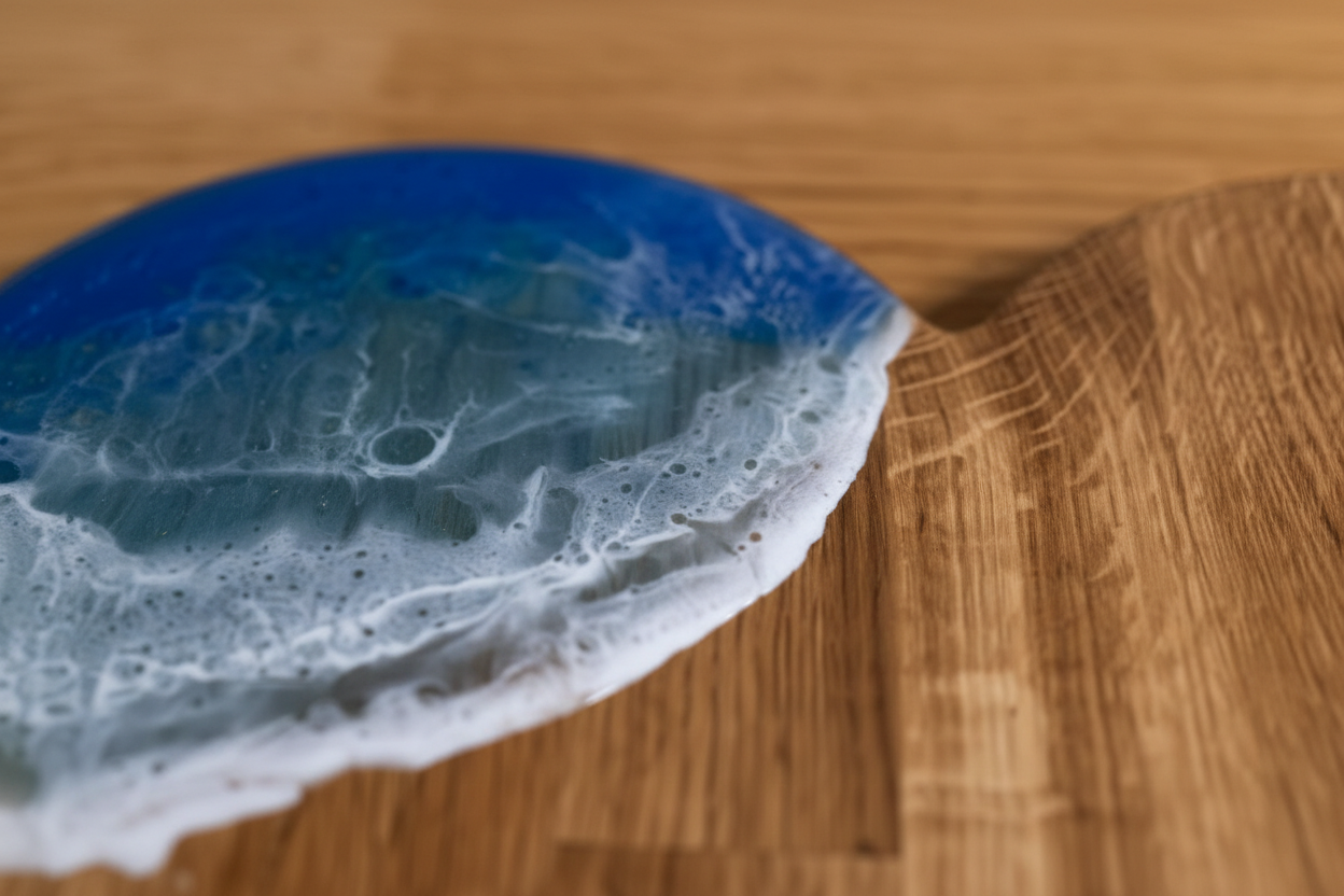 Close-up detail of resin and wood