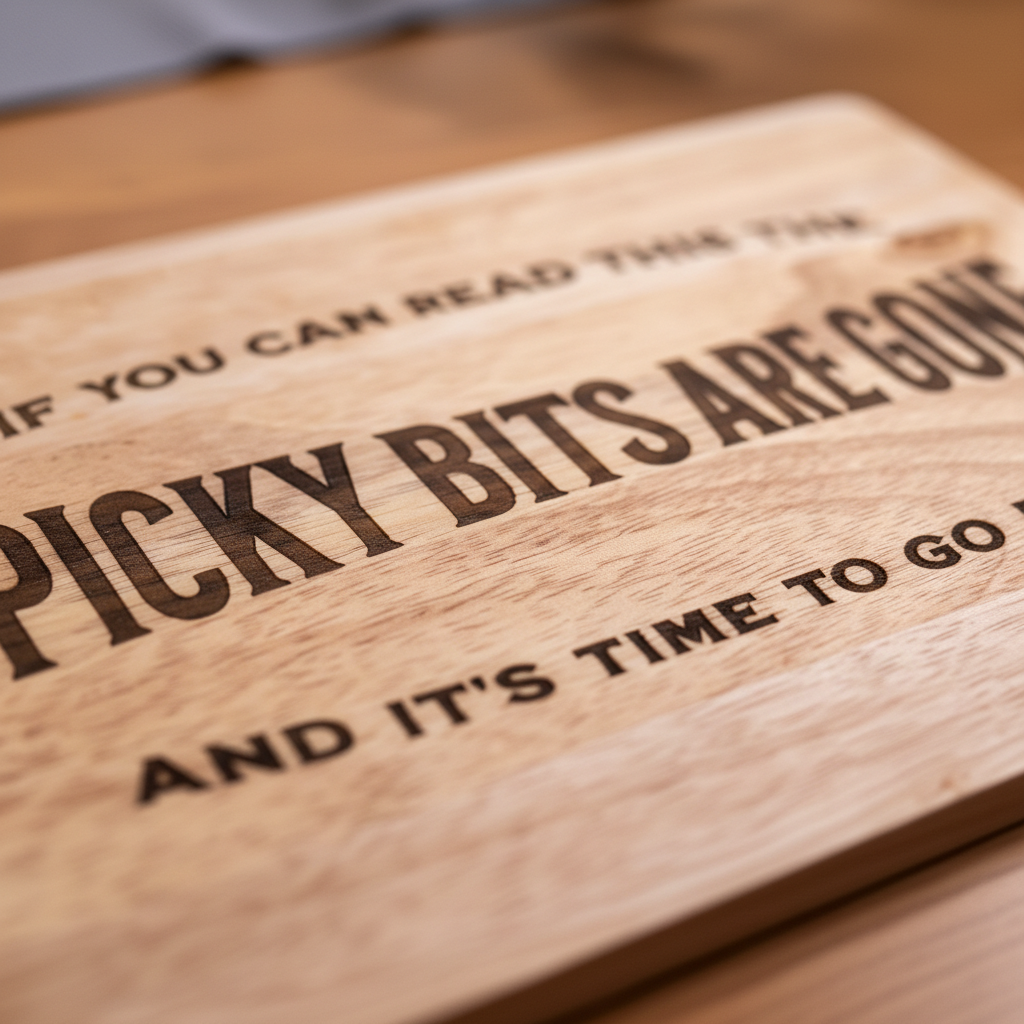 Close-up of laser-engraved text