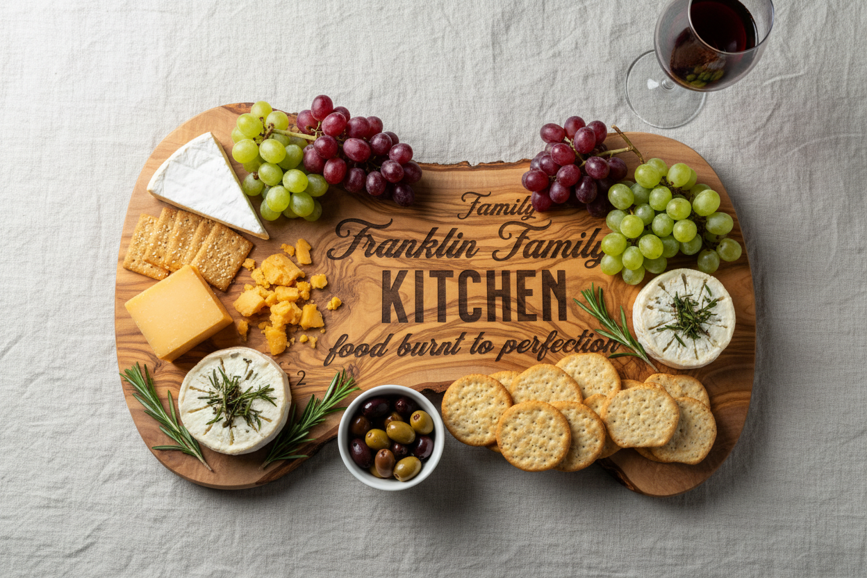 Overhead flat lay of custom text board