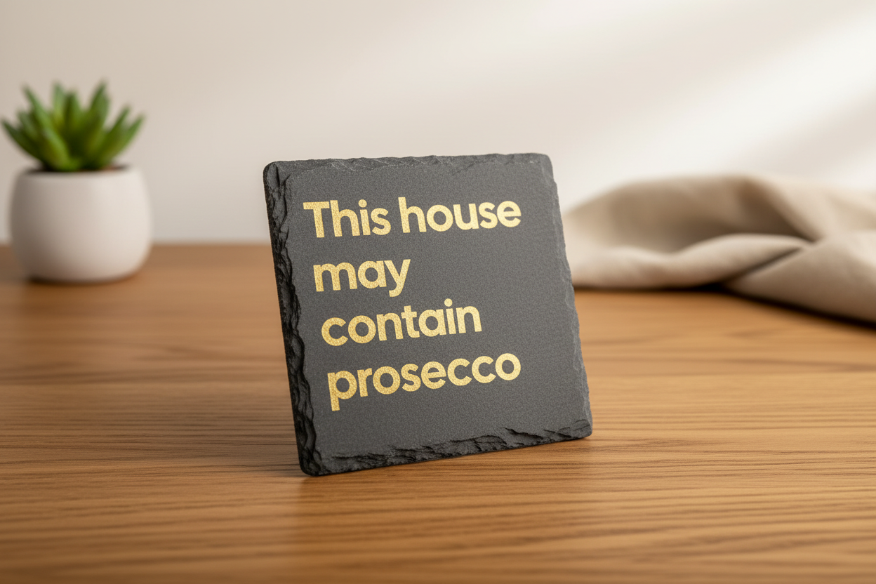 novelty slate coaster with witty quote